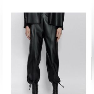 Zara vegan jogger leather pants